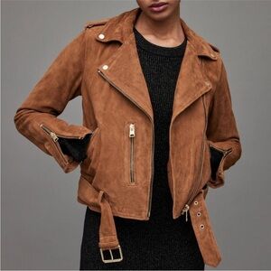 All Saints Suede Balfern Biker Moto Jacket Size 00
